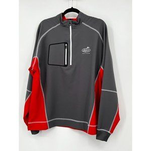 FootJoy Men's Wind Shell Mid-Layer 1/2 Zip Pullover Golf Shirt Size L Grey Red B
